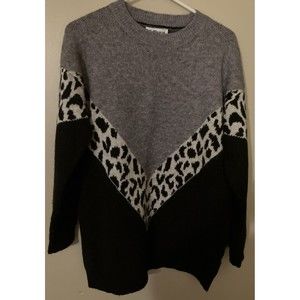 Macaron Cheetah Print Sweater Long Sleeves Size Small
